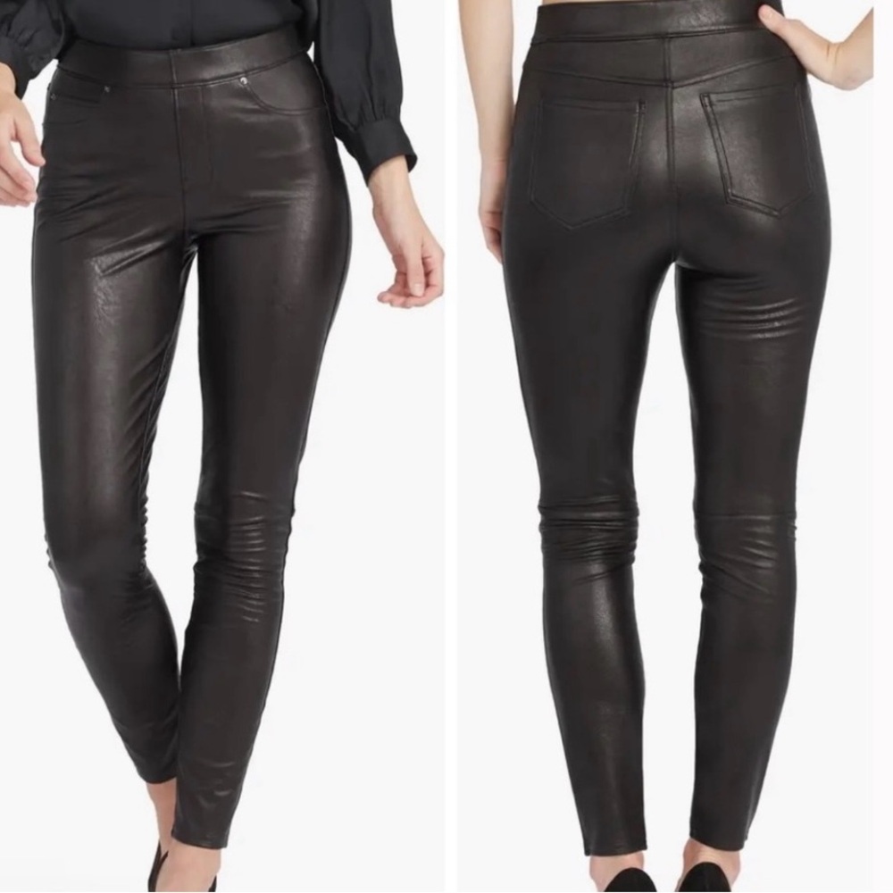 Spanx Leather-Like Ankle Skinny Pant L